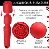 Pleasure Rose Silicone Wand With Rose Attachment Red Adult Toy Rose Stimulators
